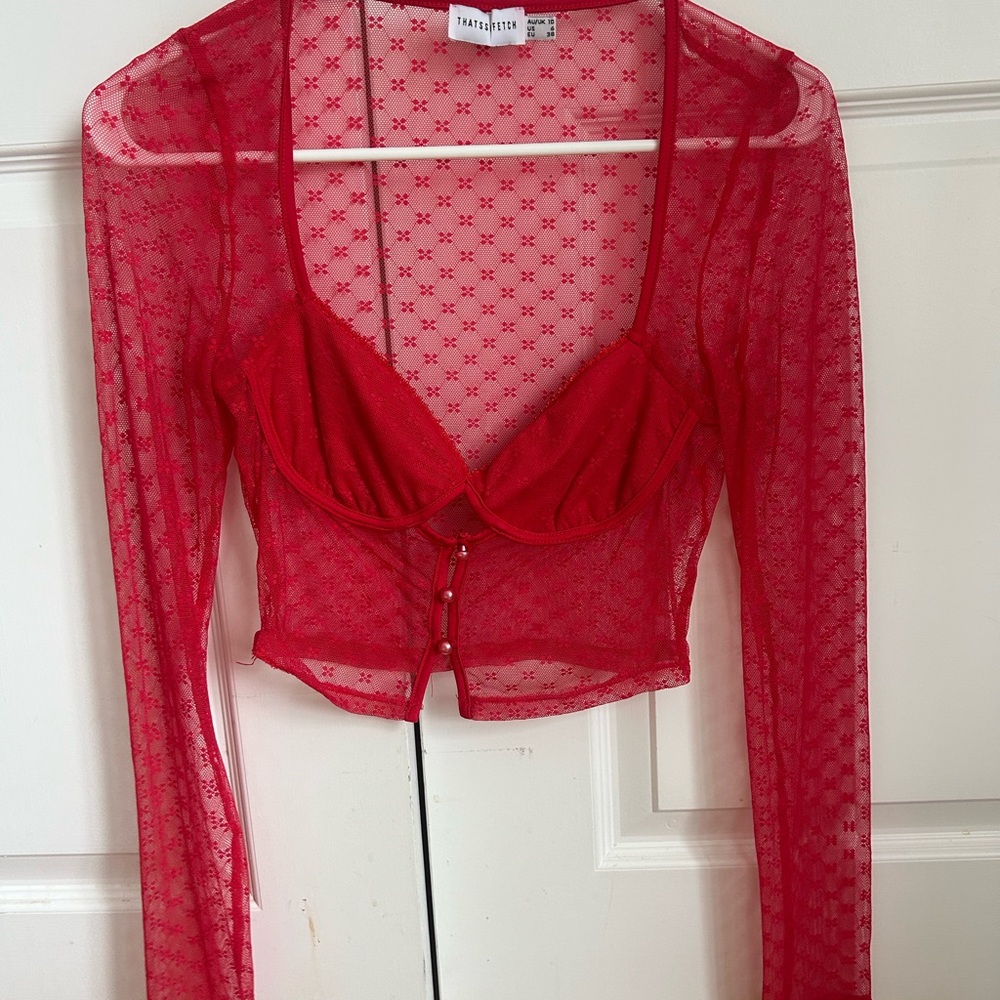 That’s So Fetch Mesh Long sleeve crop top